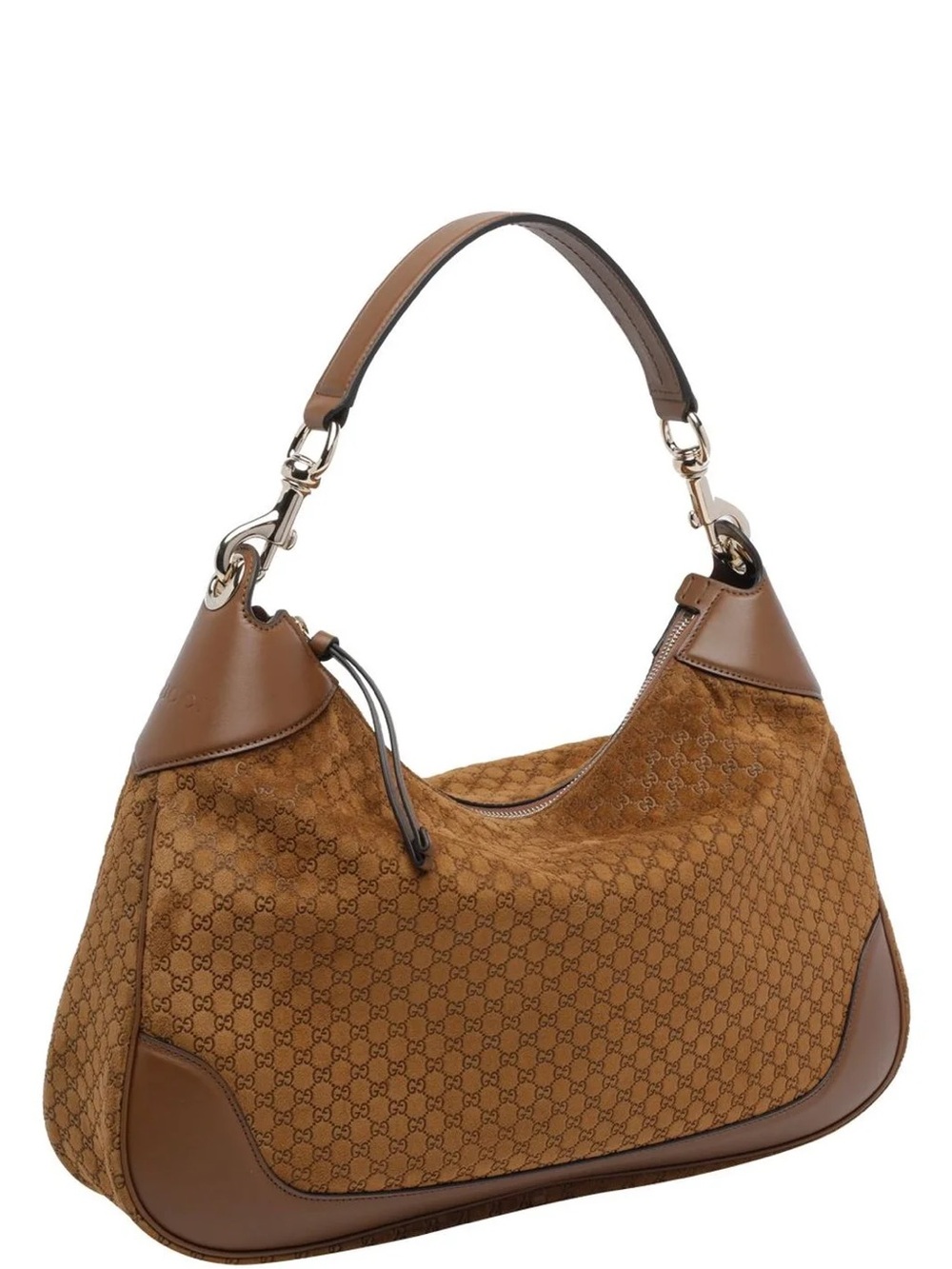 Gucci Tan Monogram Suede Hobo Bag